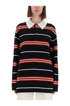 Guest In Residence Women's Striped Rugby Polo Shirt Black