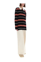 Guest In Residence Women's Striped Rugby Polo Shirt Black, view 2