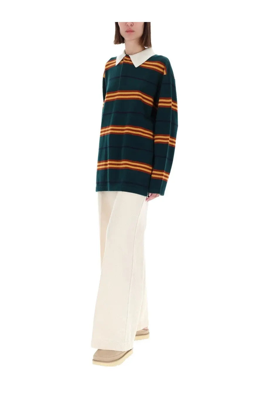 Guest In Residence Women's Striped Rugby Polo Shirt Multicolor, view 2