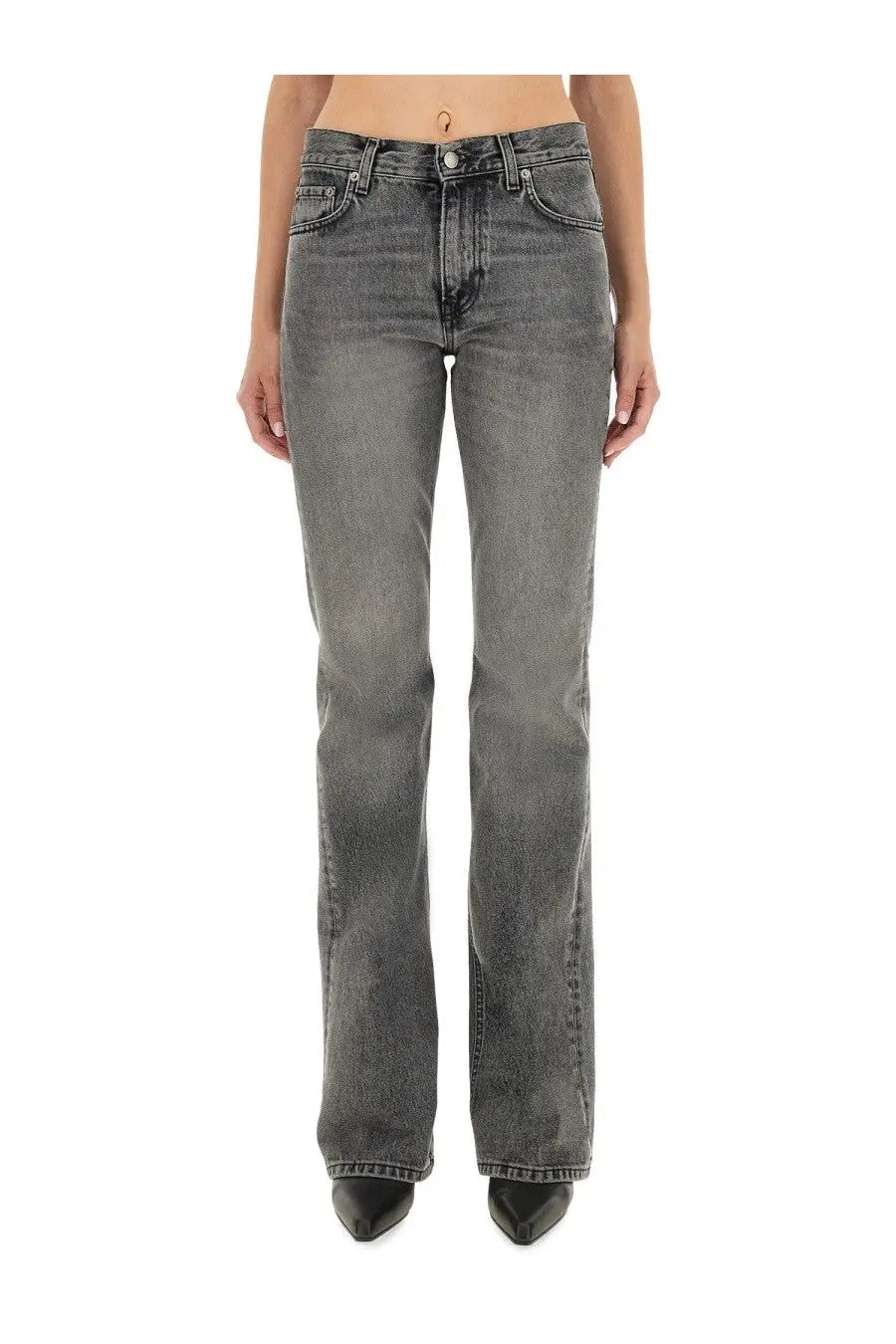 Haikure women’s jeans flora grey dark gray faded denim with straight-leg cut and classic five-pocket design