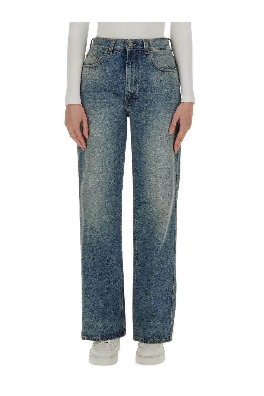 Haikure women’s jeans winona blue high-waisted medium-blue denim with straight-leg cut and five-pocket design