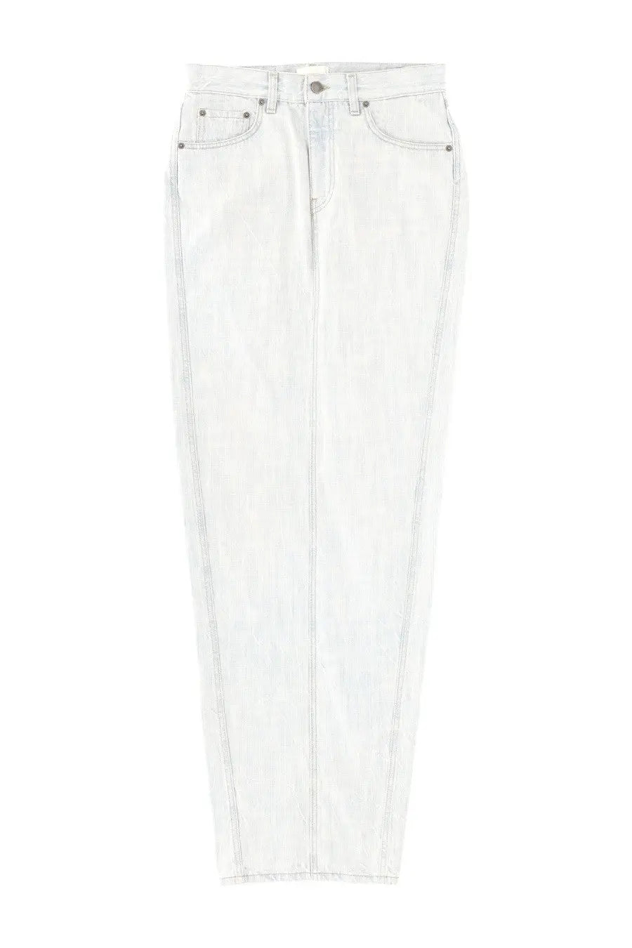 Haikure women’s white denim jeans with straight-leg cut and light stitching details in front view