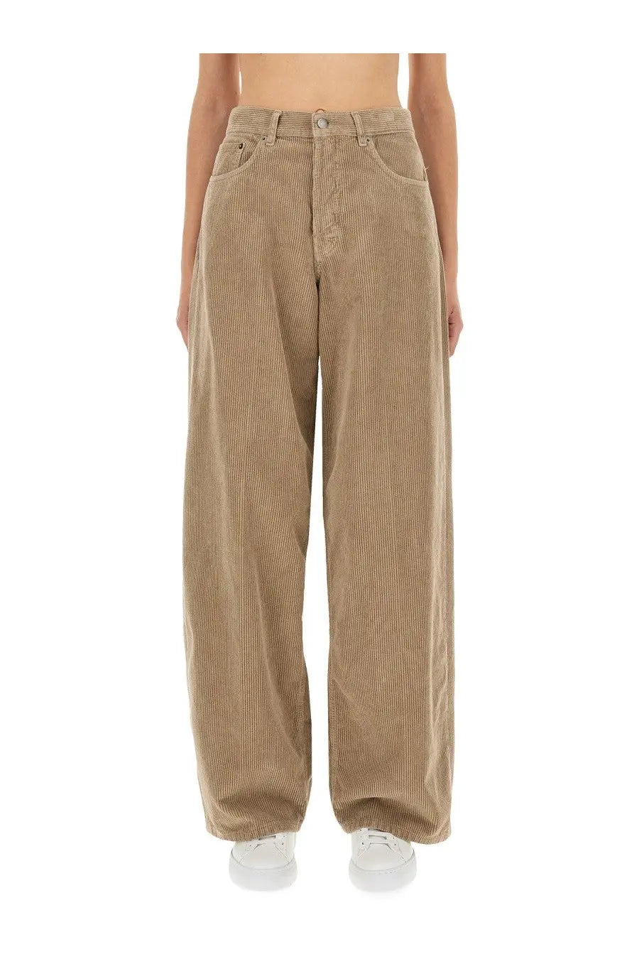 Haikure women’s pants bethany beige tan corduroy wide-leg high waist with classic five-pocket design