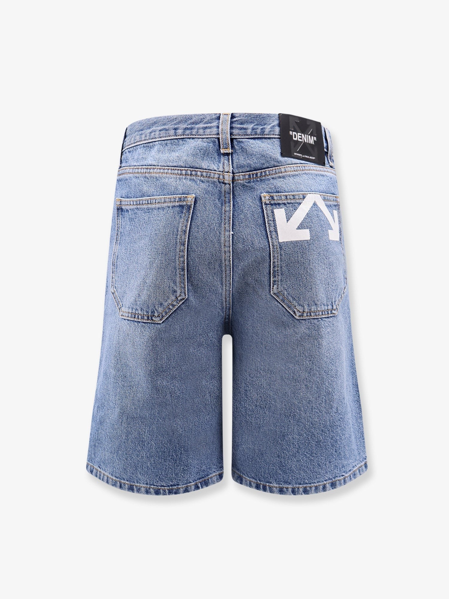 Off-White Men's Half Arrow Denim Shorts Blue