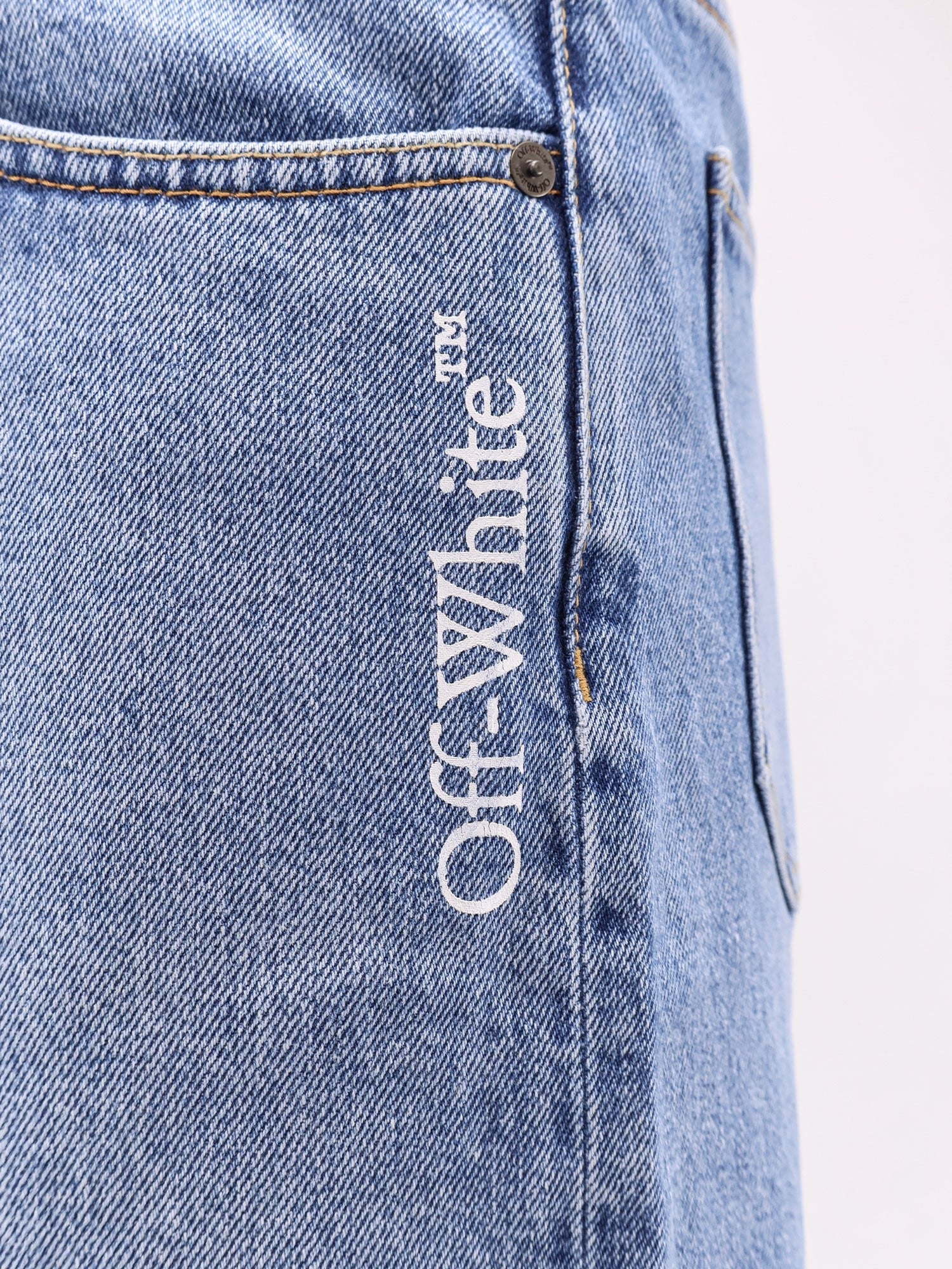 Off-White Men's Half Arrow Denim Shorts Blue
