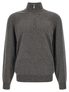 Brunello Cucinelli Half Zip Cashmere Sweater Grey