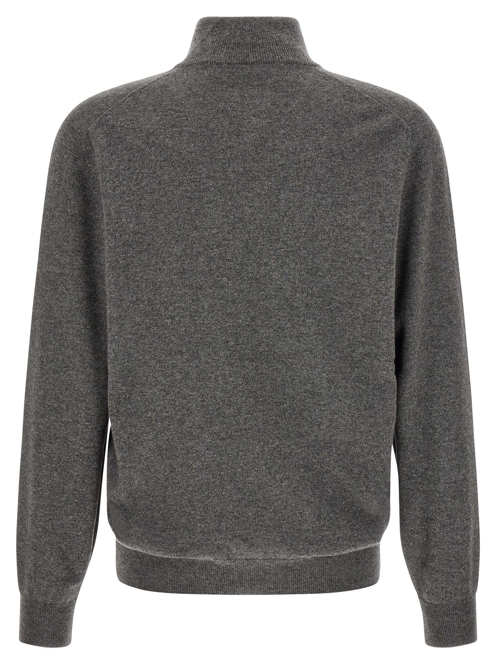 Brunello Cucinelli Half Zip Cashmere Sweater Grey
