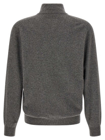 Brunello Cucinelli Half Zip Cashmere Sweater Grey
