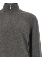 Brunello Cucinelli Half Zip Cashmere Sweater Grey, view 3