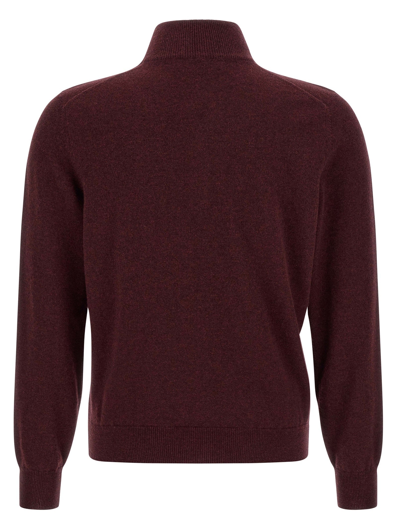 Brunello Cucinelli Half Zip Cashmere Sweater Red
