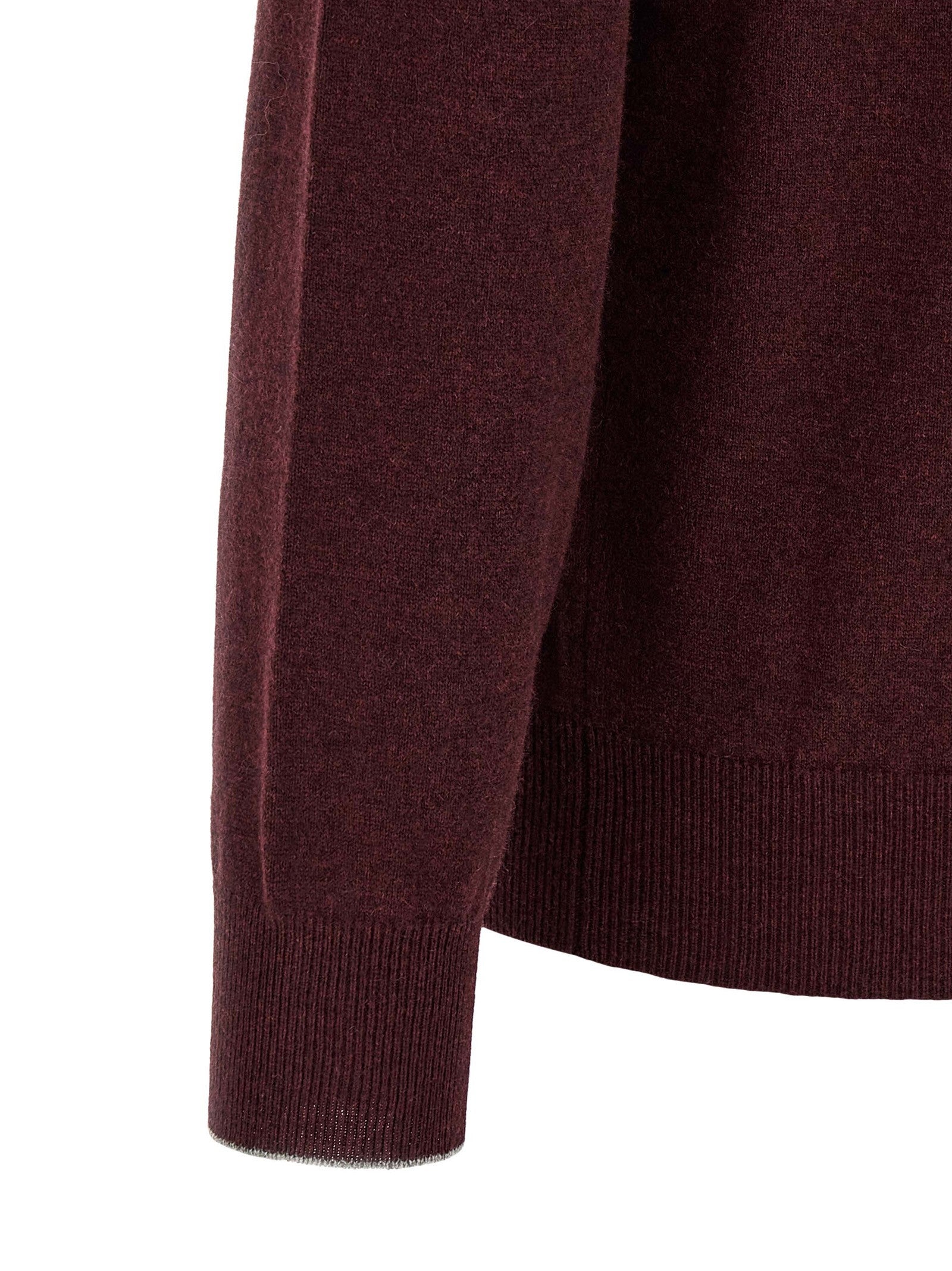 Brunello Cucinelli Half Zip Cashmere Sweater Red