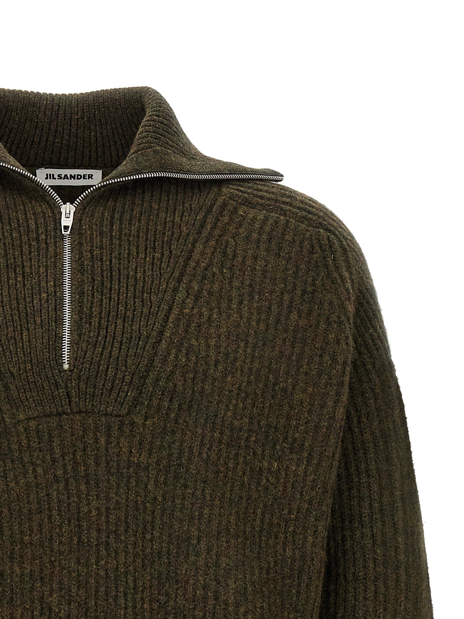 Jil Sander Half Zip Sweater Green