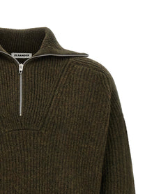 Jil Sander Half Zip Sweater Green