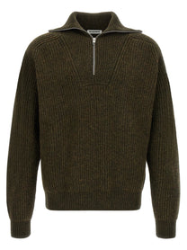 Jil Sander Half Zip Sweater Green