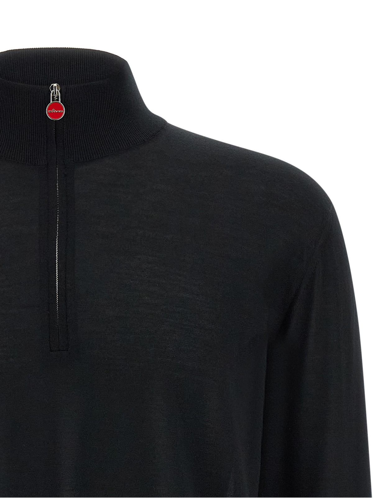 Kiton Half Zip Sweater Black, view 3