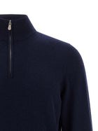Brunello Cucinelli Half Zip Sweater Blue, view 3
