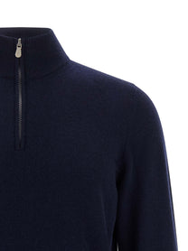 Brunello Cucinelli Half Zip Sweater Blue