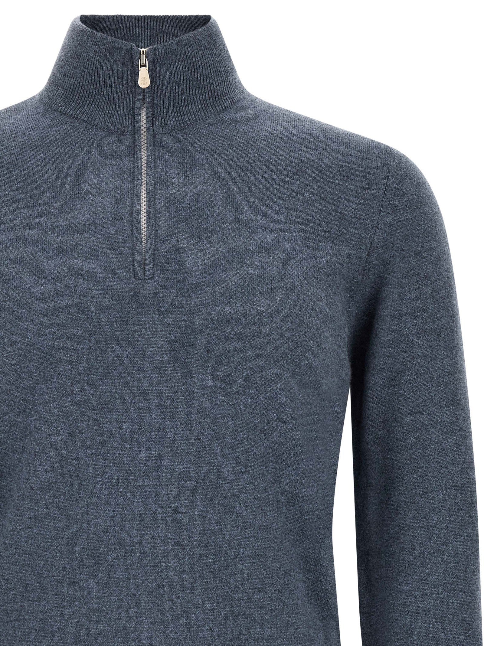 Brunello Cucinelli Half Zip Sweater Blue