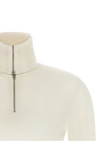 Jil Sander Half Zip Sweater White
