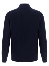 Brunello Cucinelli Half Zip Sweater Blue