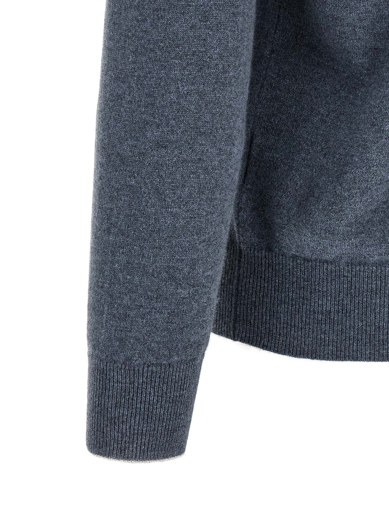 Brunello Cucinelli Half Zip Sweater Blue