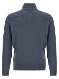 Brunello Cucinelli Half Zip Sweater Blue
