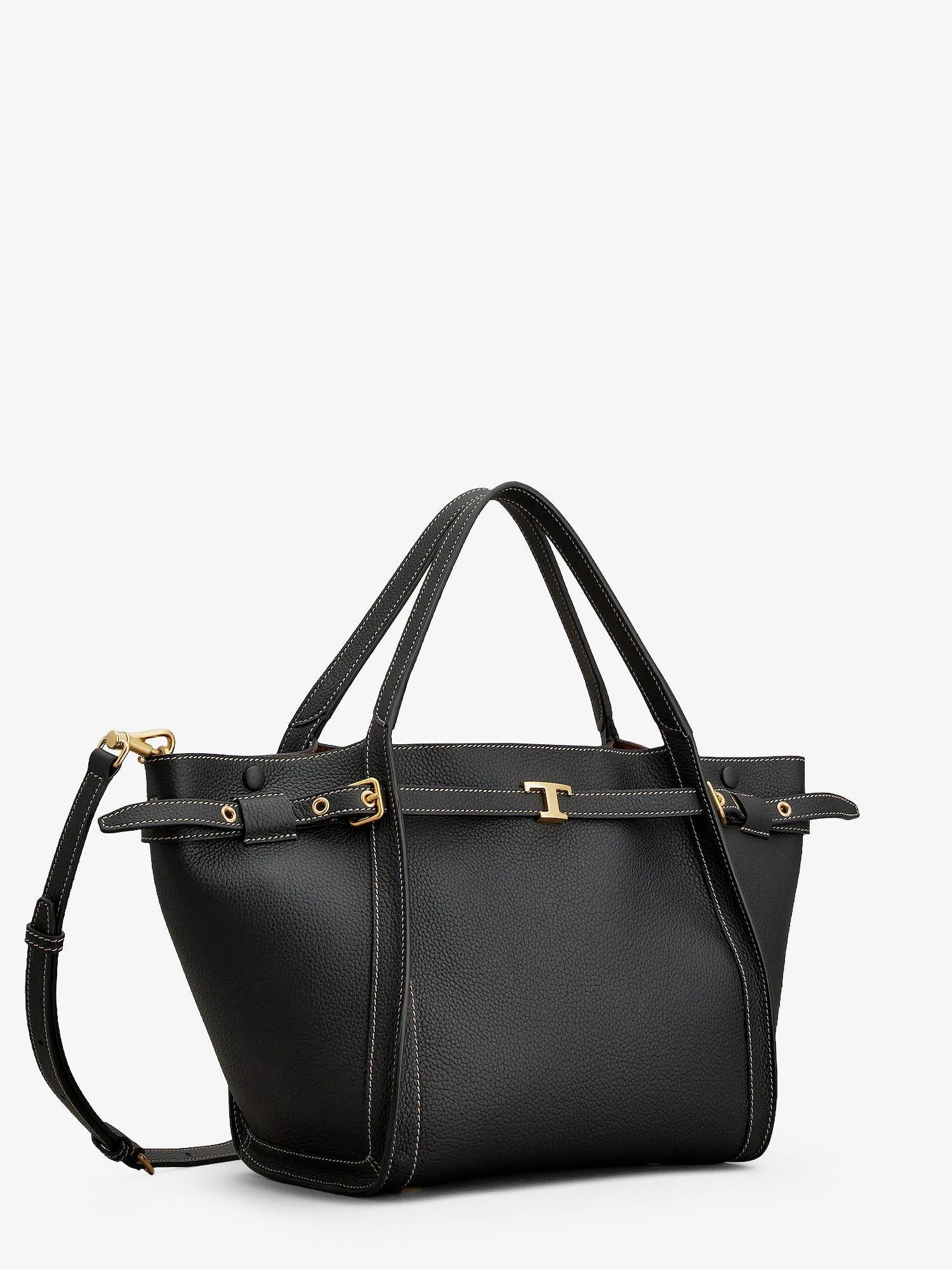Tod's Women's Hammered Laeather Tote Bag Black