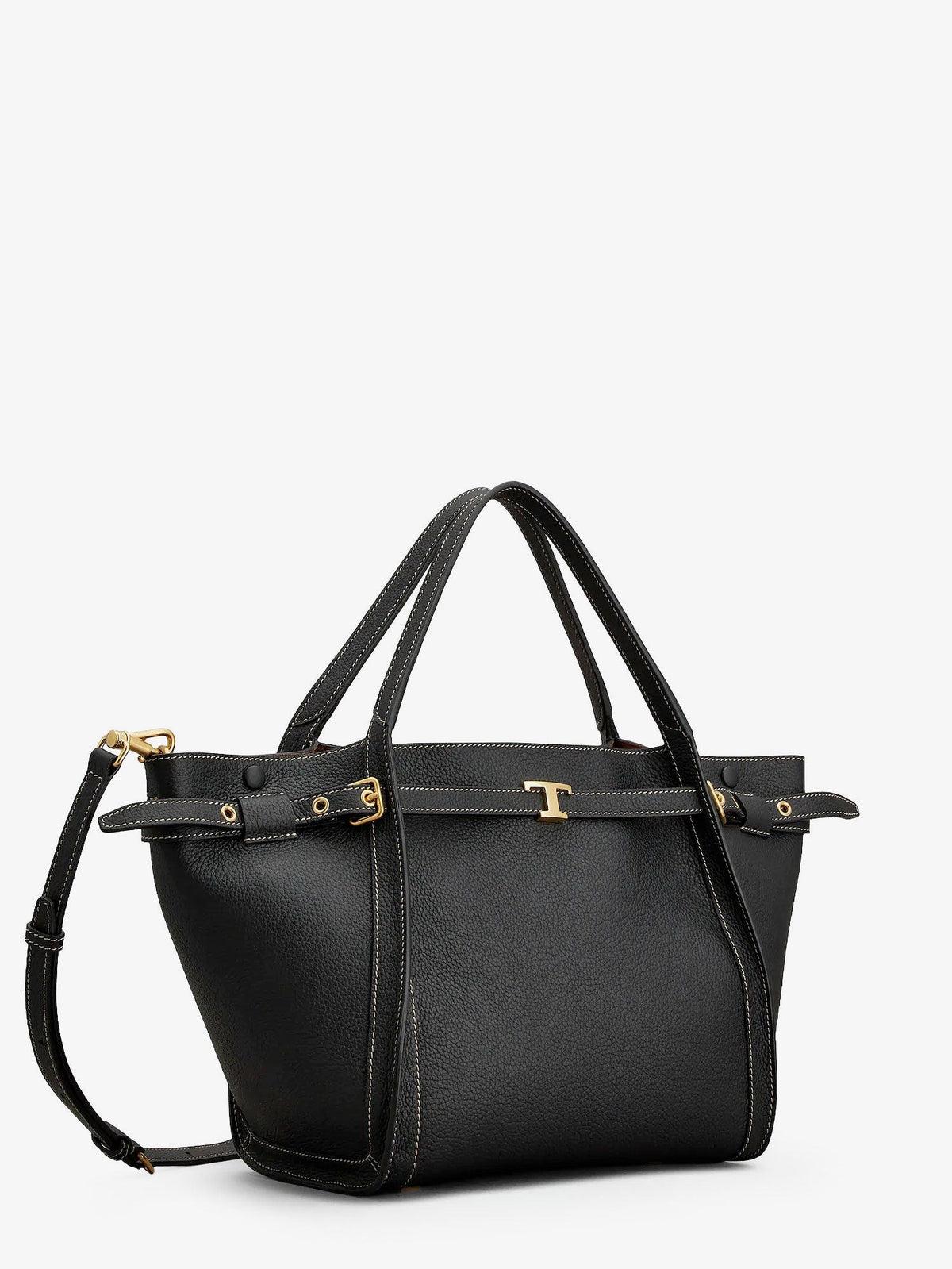 Tod's Women's Hammered Laeather Tote Bag Black, view 3