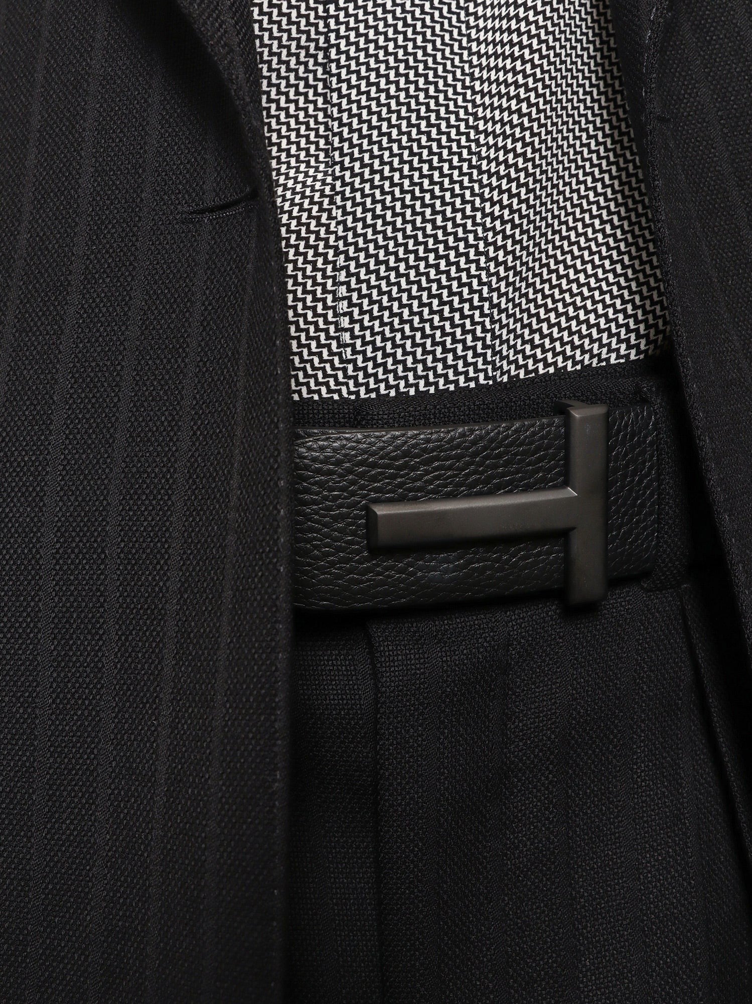 Tom Ford Men's Hammered Leather Belt Black