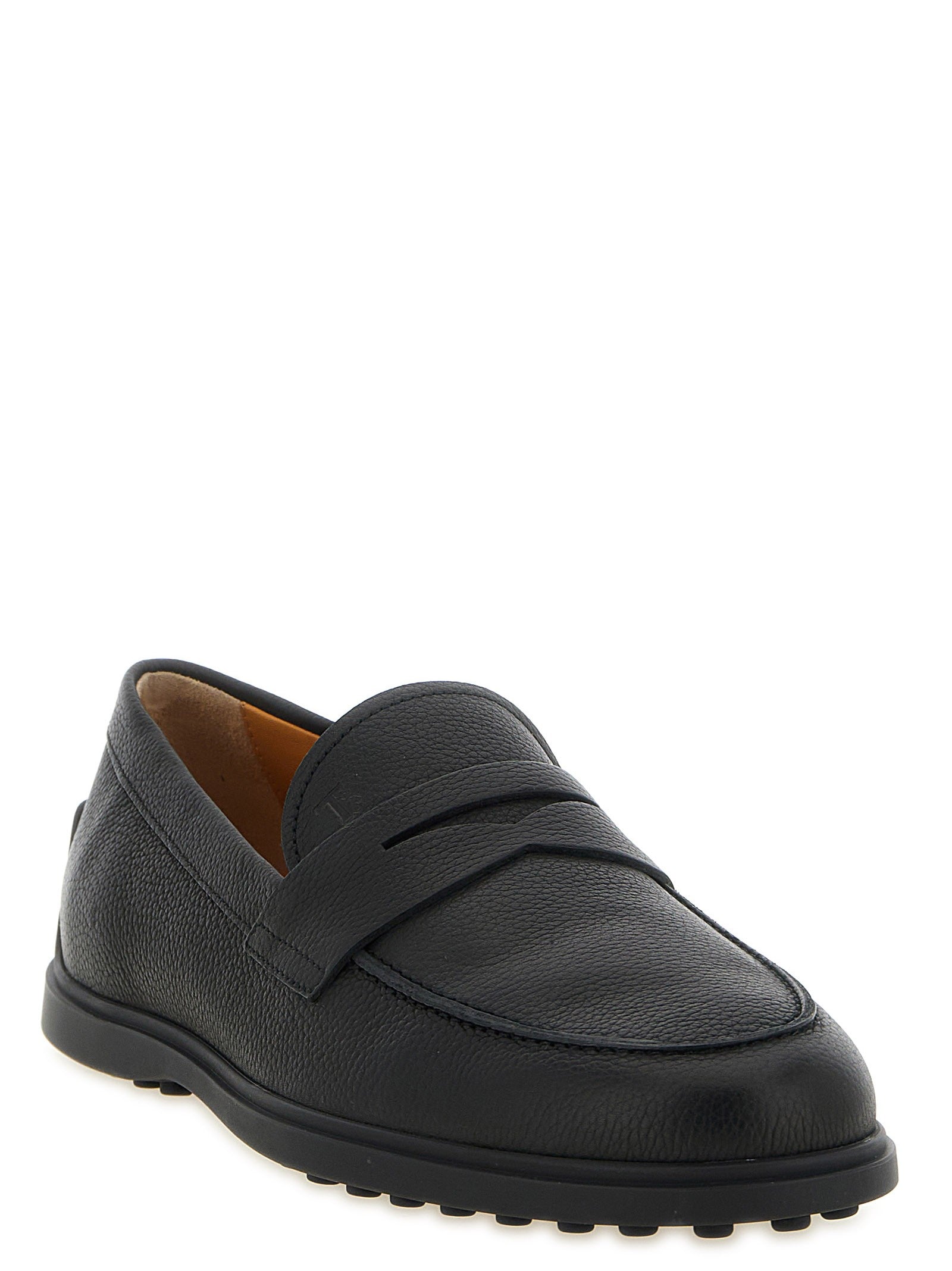 Tod's Hammered Leather Loafers Black