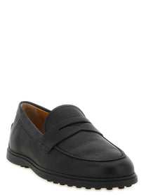 Tod's Hammered Leather Loafers Black