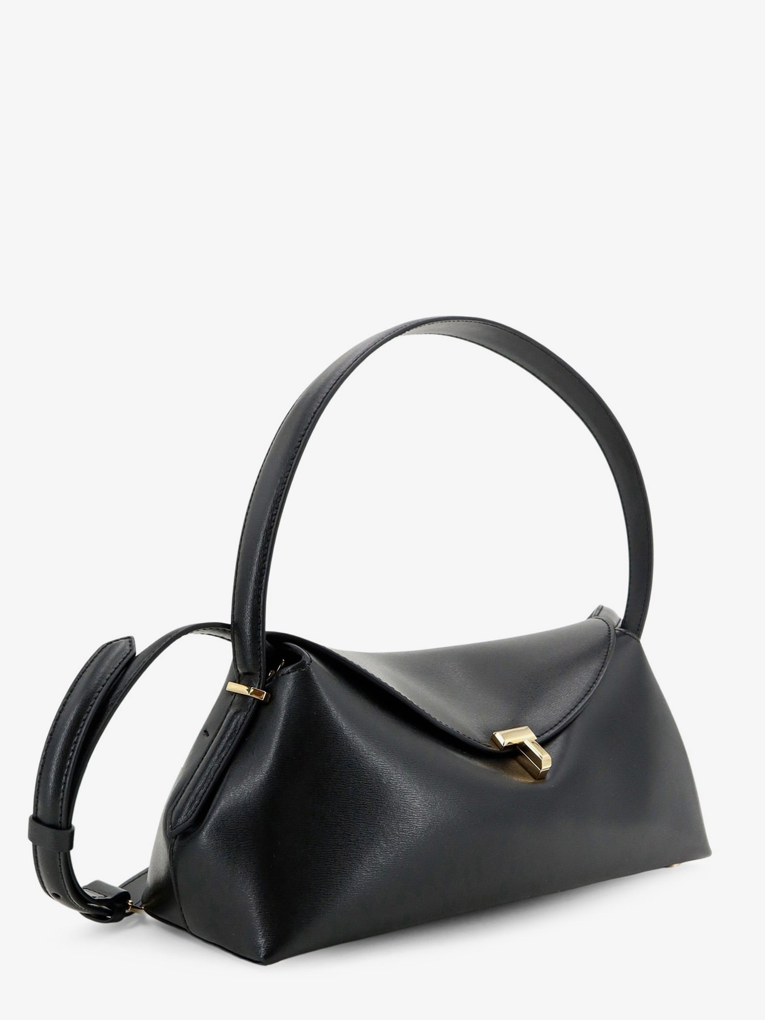 Toteme Women's Hammered Leather Lock Shoulder Bag Black