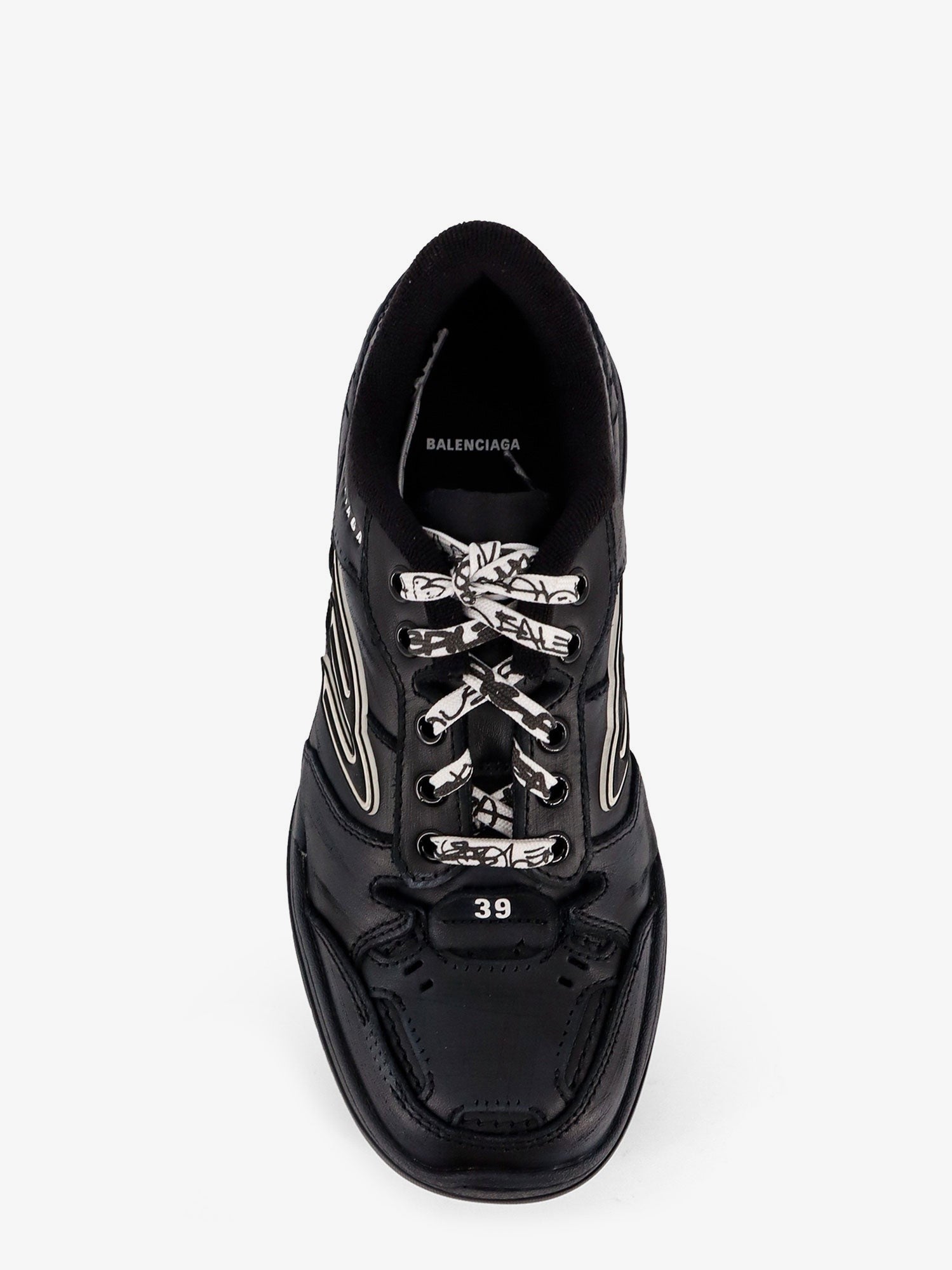 Balenciaga Men's Hamptons Worn Out Low Top Leather Sneakers Black