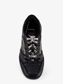 Balenciaga Men's Hamptons Worn Out Low Top Leather Sneakers Black