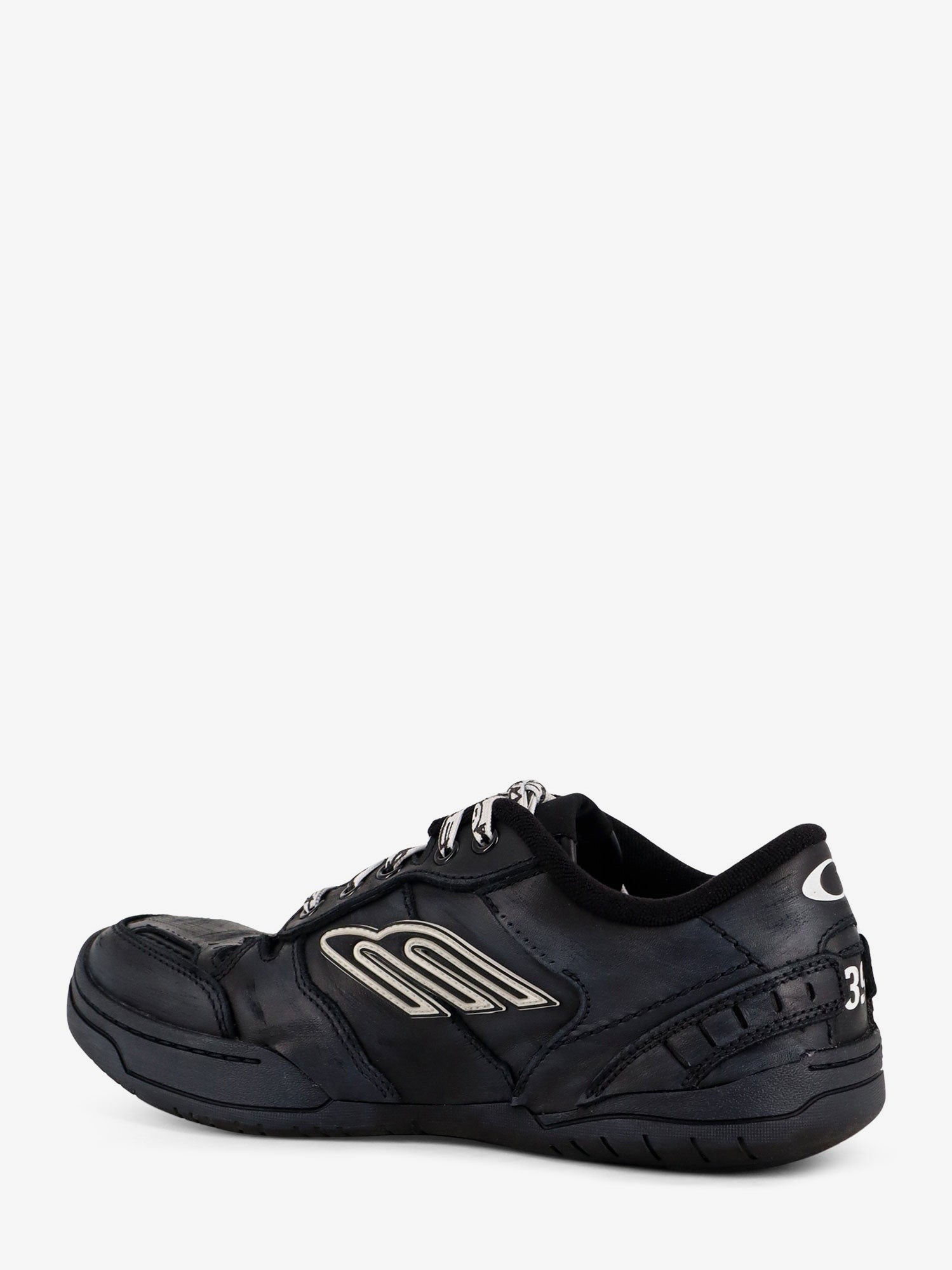 Balenciaga Men's Hamptons Worn Out Low Top Leather Sneakers Black