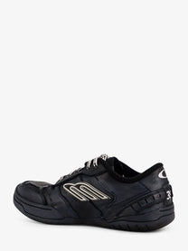 Balenciaga Men's Hamptons Worn Out Low Top Leather Sneakers Black