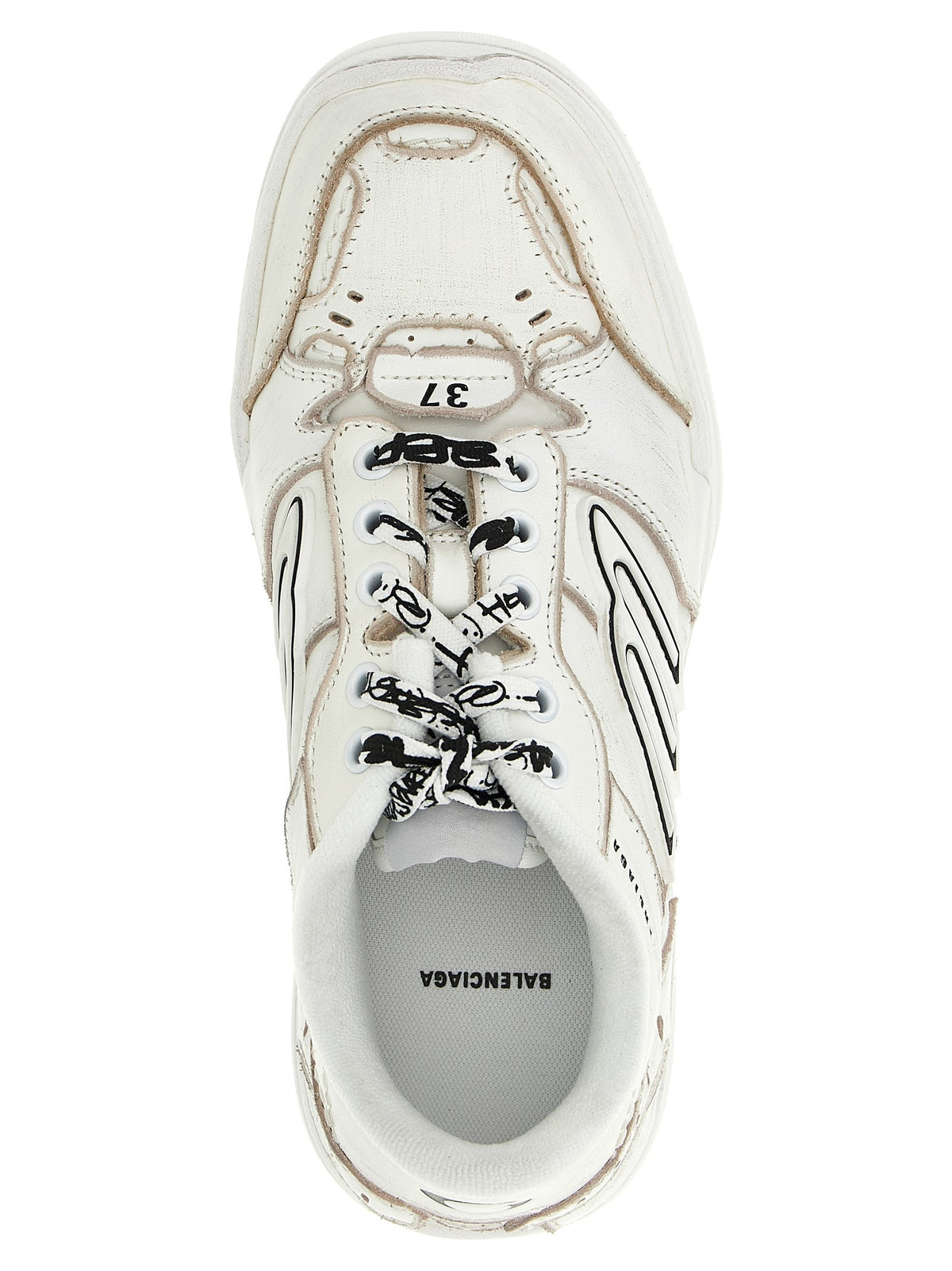 Balenciaga Hamptons Worn Out Medio Sneakers White, view 4