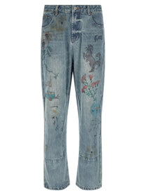 Found Hand Art Jeans Blue