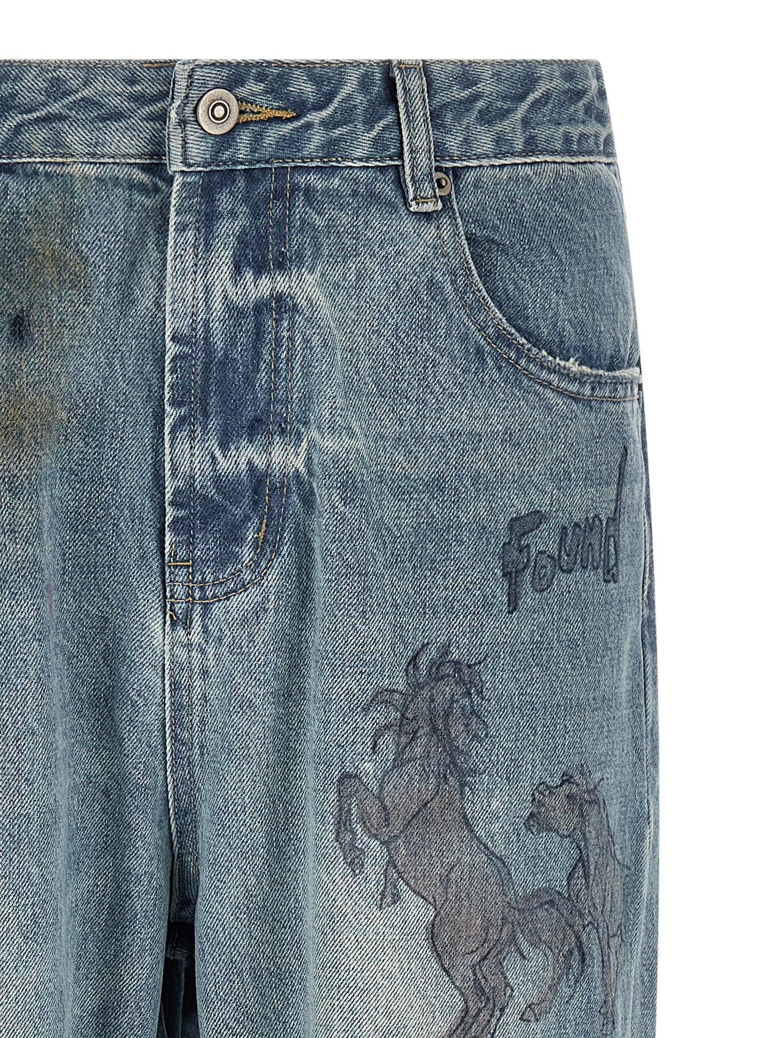 Found Hand Art Jeans Blue