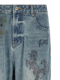 Found Hand Art Jeans Blue