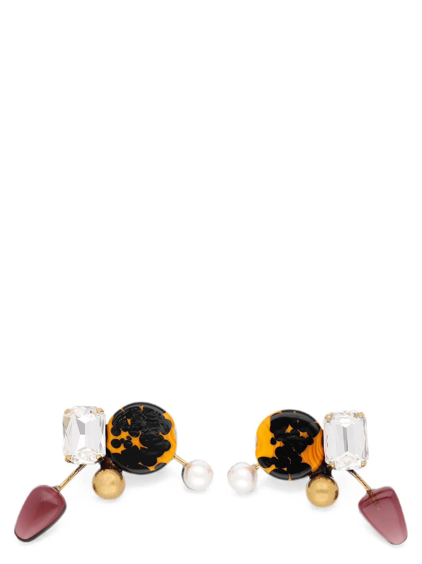 Dries Van Noten Hand Painted Earrings Gold