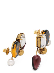 Dries Van Noten Hand Painted Earrings Gold
