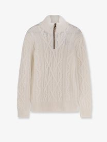 BOSS Men's Harpreno Virgin Wool and Cashmere Sweater White