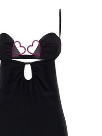 Nensi Dojaka Heart Bra Long Dress Black, view 3