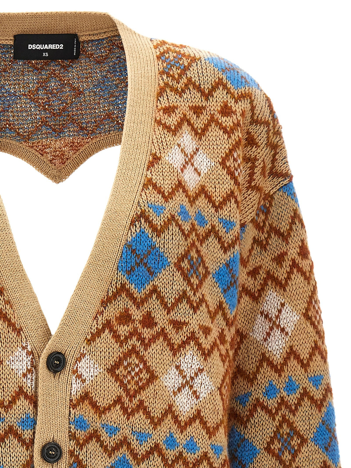 Dsquared2 Heart Vintage Shetland Cardigan Gold, view 3