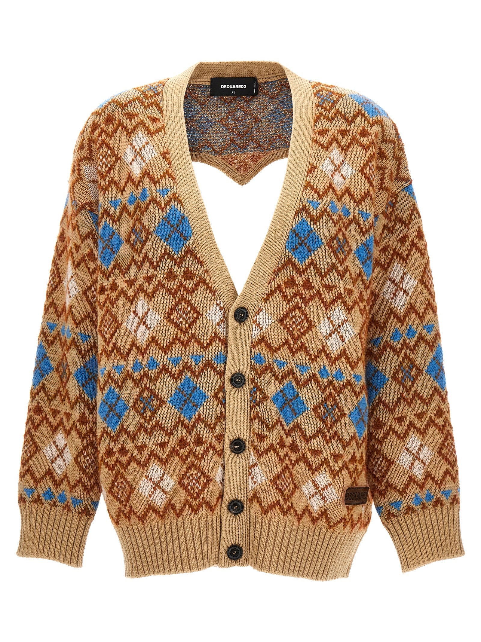 Dsquared2 Heart Vintage Shetland Cardigan Gold