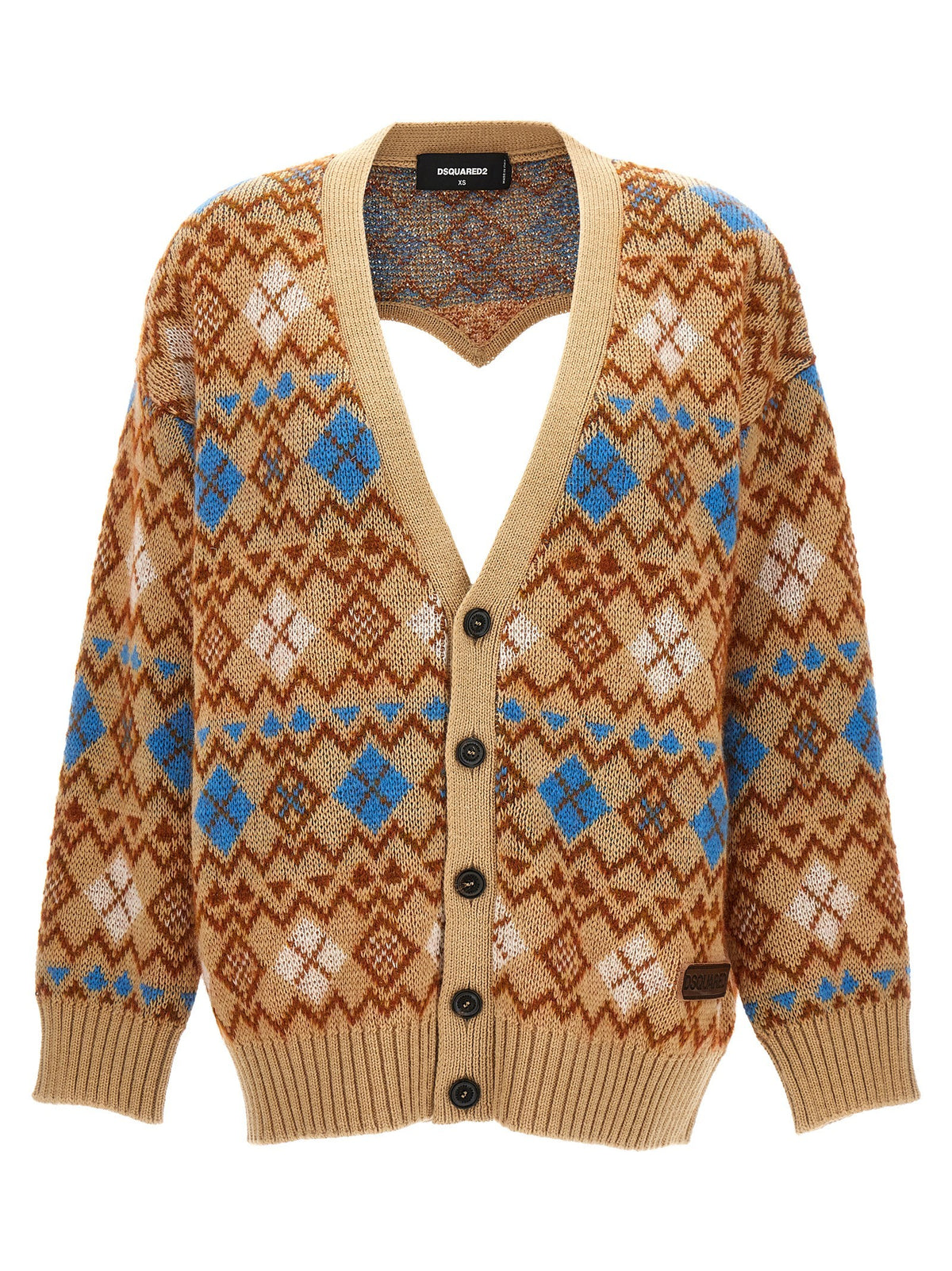 Dsquared2 Heart Vintage Shetland Cardigan Gold