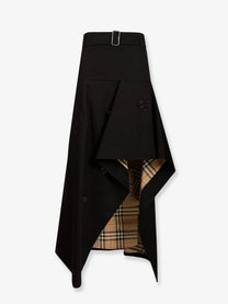 Burberry Women's Heather Asymmetrical Trench Skirt Black