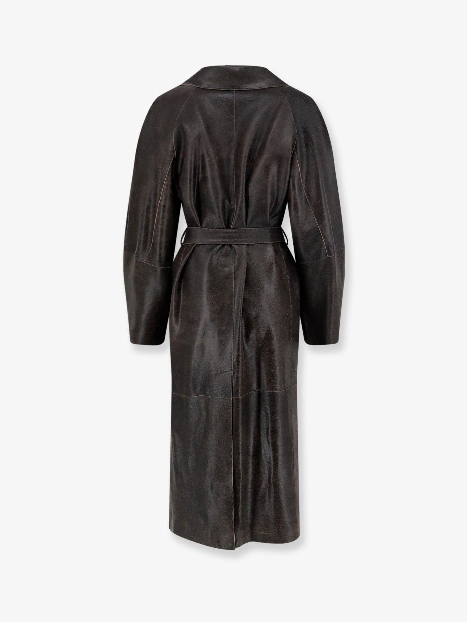 Alysi Women's Heavy Leather Coat Brown