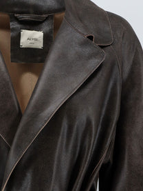 Alysi Women's Heavy Leather Coat Brown